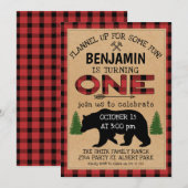 Lumberjack Plaid Beer Verjaardagsuitnodiging Kaart (Voorkant / Achterkant)