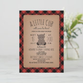 Lumberjack Plaid Beer welp Baby shower Invitation Kaart (Staand voorkant)
