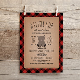 Lumberjack Plaid Beer welp Baby shower Invitation Kaart