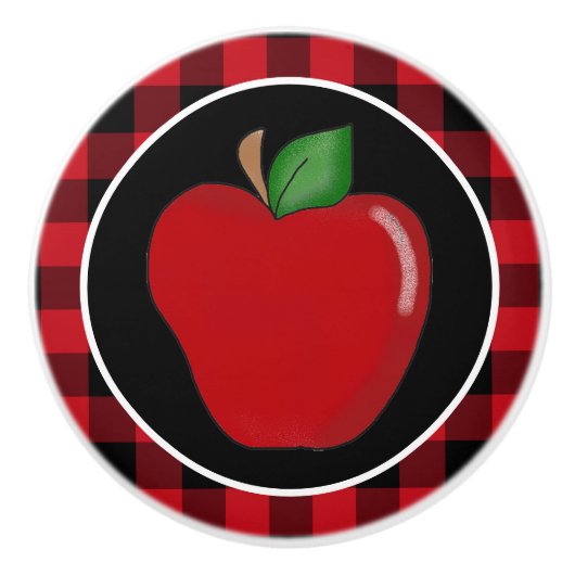 Lumberjack plaid Country keuken appel Keramische Knop (Voorkant)