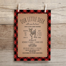 Lumberjack Plaid Herten Baby shower Invitation