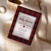 Lumberjack Plaid Rood Zwart Rustiek Baby shower Kaart