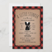 Lumberjack Plaid Skunk Baby shower Invitation Kaart (Voorkant)