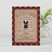 Lumberjack Plaid Skunk Baby shower Invitation Kaart (Staand voorkant)