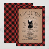 Lumberjack Plaid Skunk Baby shower Invitation Kaart (Voorkant / Achterkant)