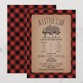 Lumberjack Plaid Sleepy Beer Cub Baby shower Kaart (Voorkant / Achterkant)