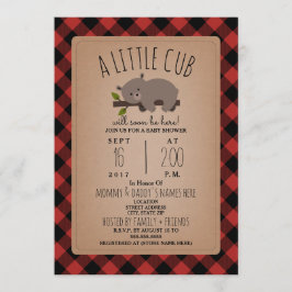 Lumberjack Plaid Sleepy Beer Cub Baby shower Kaart