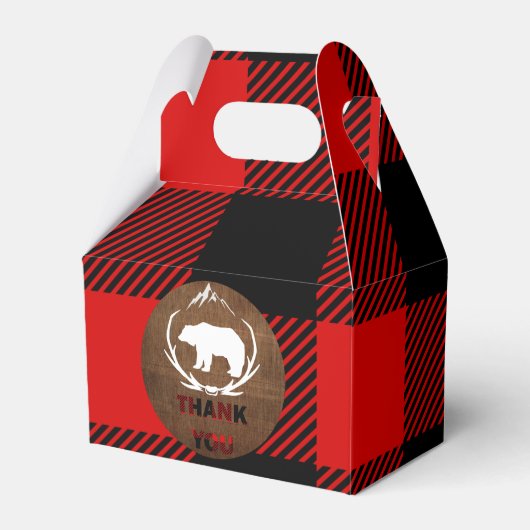 Lumberjack Plaid Verjaardag Dank u Bedankdoosjes (Voorkant Zijde)