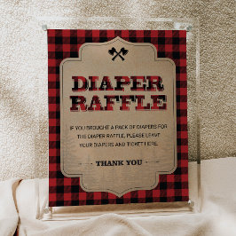 Lumberjack Pset Baby shower Diaper Raffle Sign Poster