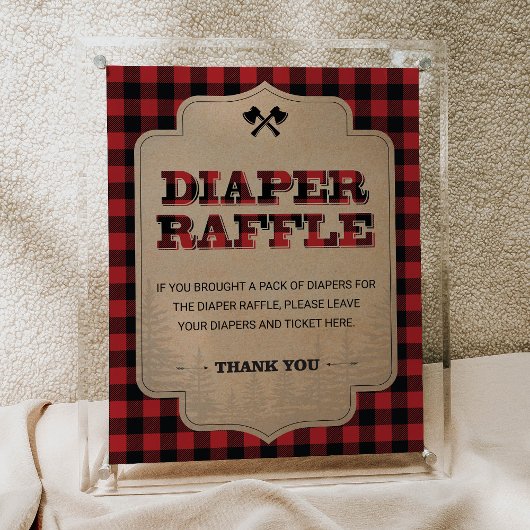 Lumberjack Pset Baby shower Diaper Raffle Sign Poster