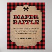 Lumberjack Pset Baby shower Diaper Raffle Sign Poster (Voorkant)