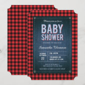 Lumberjack Pset en Jean Baby shower Invitation Kaart (Voorkant / Achterkant)