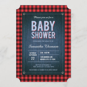 Lumberjack Pset en Jean Baby shower Invitation Kaart