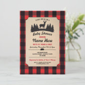 Lumberjack Red Baby shower Woodland Invite Kaart (Staand voorkant)