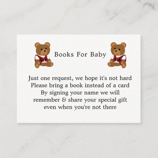 Lumberjack Red Black Pset Cute Baby shower Informatiekaartje (Voorkant)