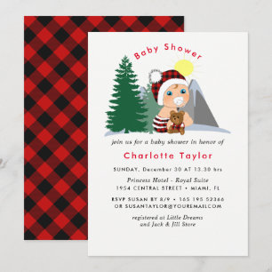 Lumberjack Red Black Pset Cute Baby shower Kaart