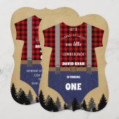 Lumberjack Red Buffalo Baby Suit 1e verjaardag Kaart (Voorkant / Achterkant)
