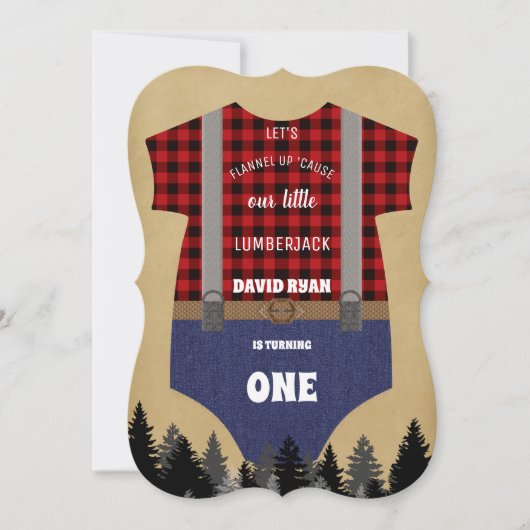 Lumberjack Red Buffalo Baby Suit 1e verjaardag Kaart (Voorkant)
