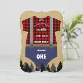 Lumberjack Red Buffalo Baby Suit 1e verjaardag Kaart (Staand voorkant)
