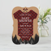 Lumberjack Red Buffalo Baby Suit Baby shower Kaart (Staand voorkant)