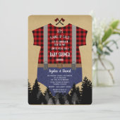 Lumberjack Red Buffalo Baby Suit Baby shower Kaart (Staand voorkant)
