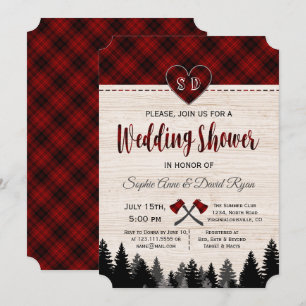 Lumberjack Red Buffalo Barn Wedding Couple Shower Kaart