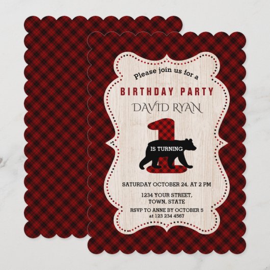 Lumberjack Red Buffalo Beer Verjaardag ONE Kaart (Voorkant / Achterkant)