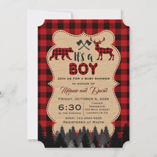 Lumberjack Red Buffalo Little Boy Baby shower Kaart (Voorkant)