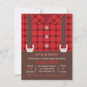 Lumberjack Red Buffalo Plaid Baby Boy Shower Kaart (Voorkant)