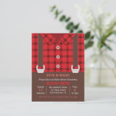 Lumberjack Red Buffalo Plaid Baby Boy Shower Kaart (Staand voorkant)