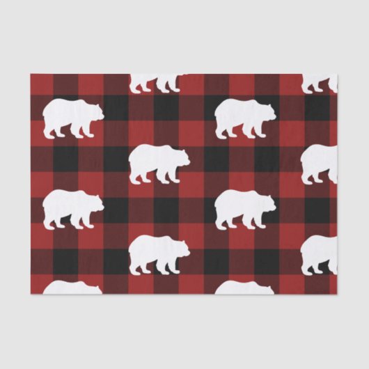 Lumberjack Red Buffalo Plaid Beer Patroon Vakantie Tissuepapier (Voorkant)