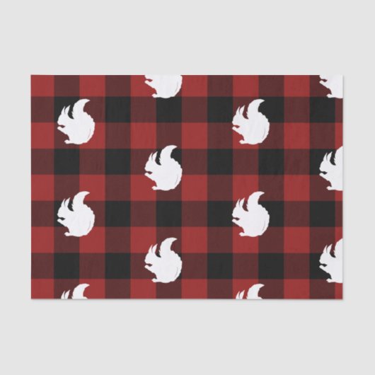 Lumberjack Red Buffalo Plaid Eekhoorn Patroon Holi Tissuepapier (Voorkant)