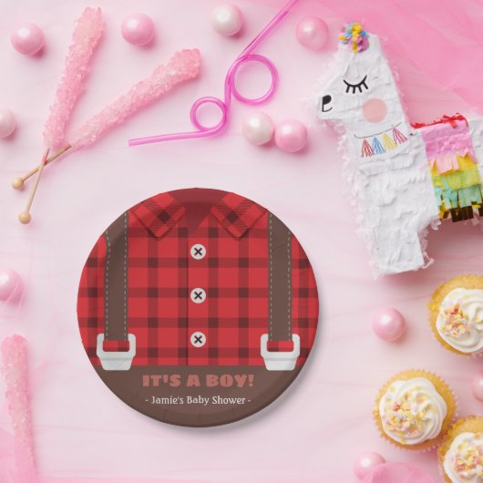 Lumberjack Red Buffalo Pset Baby Boy Shower Bord (Feest)