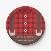 Lumberjack Red Buffalo Pset Baby Boy Shower Bord (Voorkant)