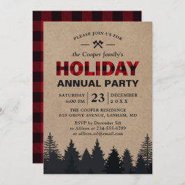 Lumberjack Red Buffalo Pset Forest Holiday Party Kaart