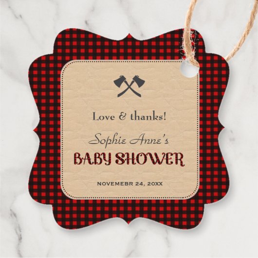 Lumberjack Red Buffalo Wilde Hunter Baby shower Bedankjes Labels (Achterkant)