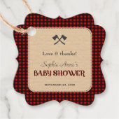 Lumberjack Red Buffalo Wilde Hunter Baby shower Bedankjes Labels (Voorkant)