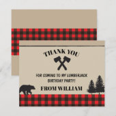 Lumberjack Red Check Birthday party Hartelijk dank Bedankkaart (Voorkant / Achterkant)