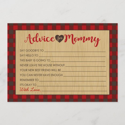 Lumberjack Red Flannel Baby shower Advies Kaarten (Voorkant)