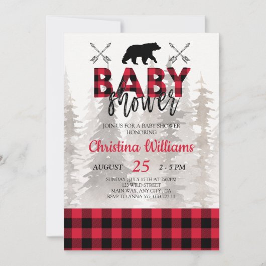 Lumberjack Red Flannel Boy Baby shower Kaart (Voorkant)