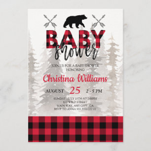Lumberjack Red Flannel Boy Baby shower Kaart