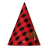 Lumberjack red plaid Birthday Party Pet Feesthoedjes (Links)