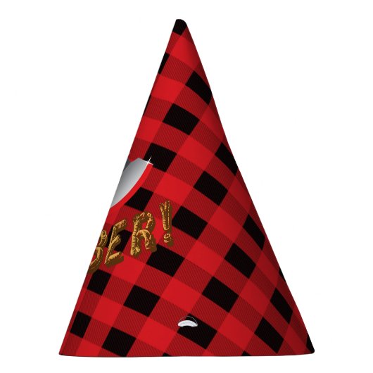 Lumberjack red plaid Birthday Party Pet Feesthoedjes (Rechts)