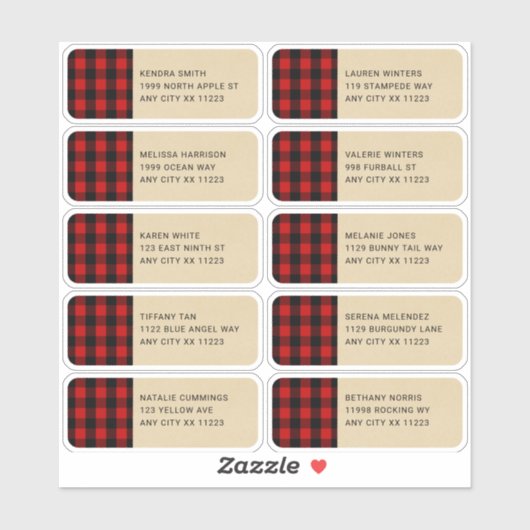 Lumberjack Red Plaid Kraft Guest Adresetiketten Sticker (Vel)