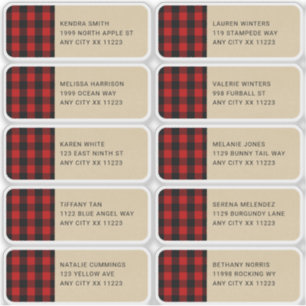 Lumberjack Red Plaid Kraft Guest Adresetiketten Sticker