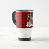 Lumberjack red plaid patroon met familiefoto reisbeker (Voorkant links)