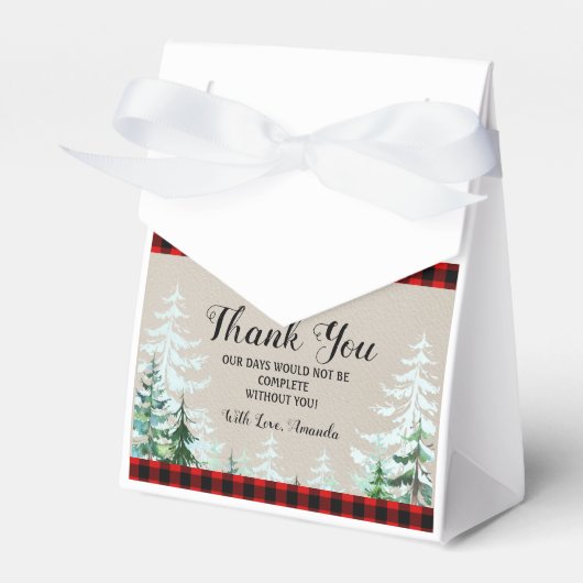 Lumberjack Red Pset Baby shower Favor Box Bedankdoosjes (Voorkant Zijde)