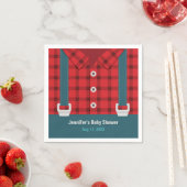 Lumberjack Red Pset Denim Baby shower Napkins Servetten (Insitu)
