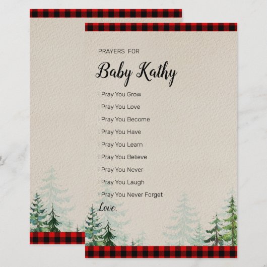 Lumberjack Red Pset Prayers voor Baby (Voorkant / Achterkant)