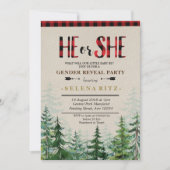 Lumberjack rood geruite geslacht onthullen uitnodi kaart (Voorkant)